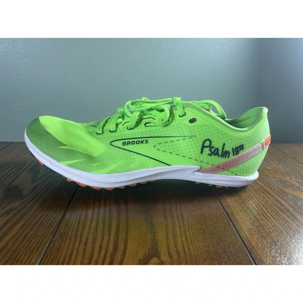 Brooks Draft XC Shoes Mens 12 D Green Orange Cross Country Racing Flats 1000391D